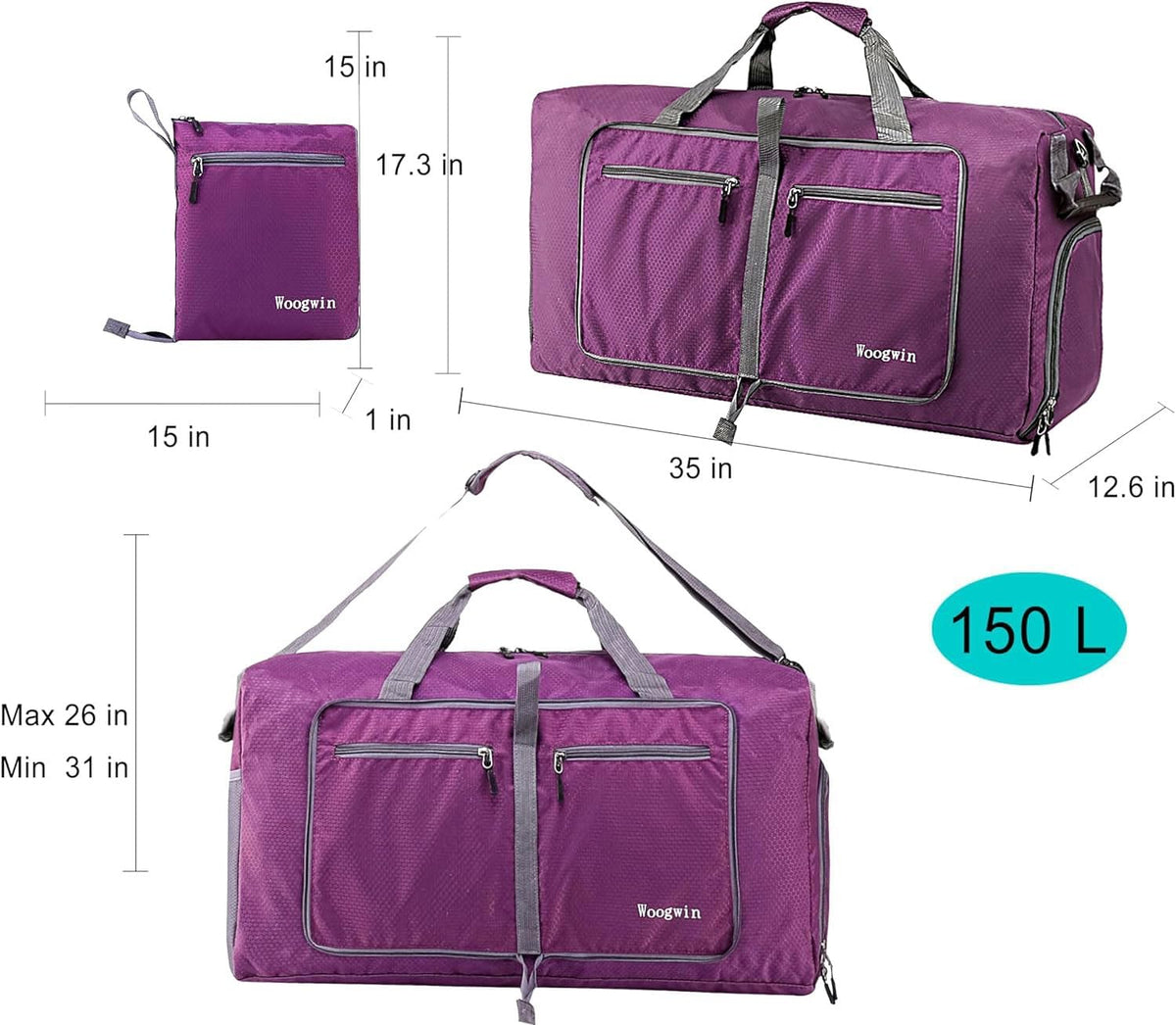 Travel Duffel Bag Large Foldable Waterproof Overnight Bag for Beach Swim Bags Pool Sports Gym