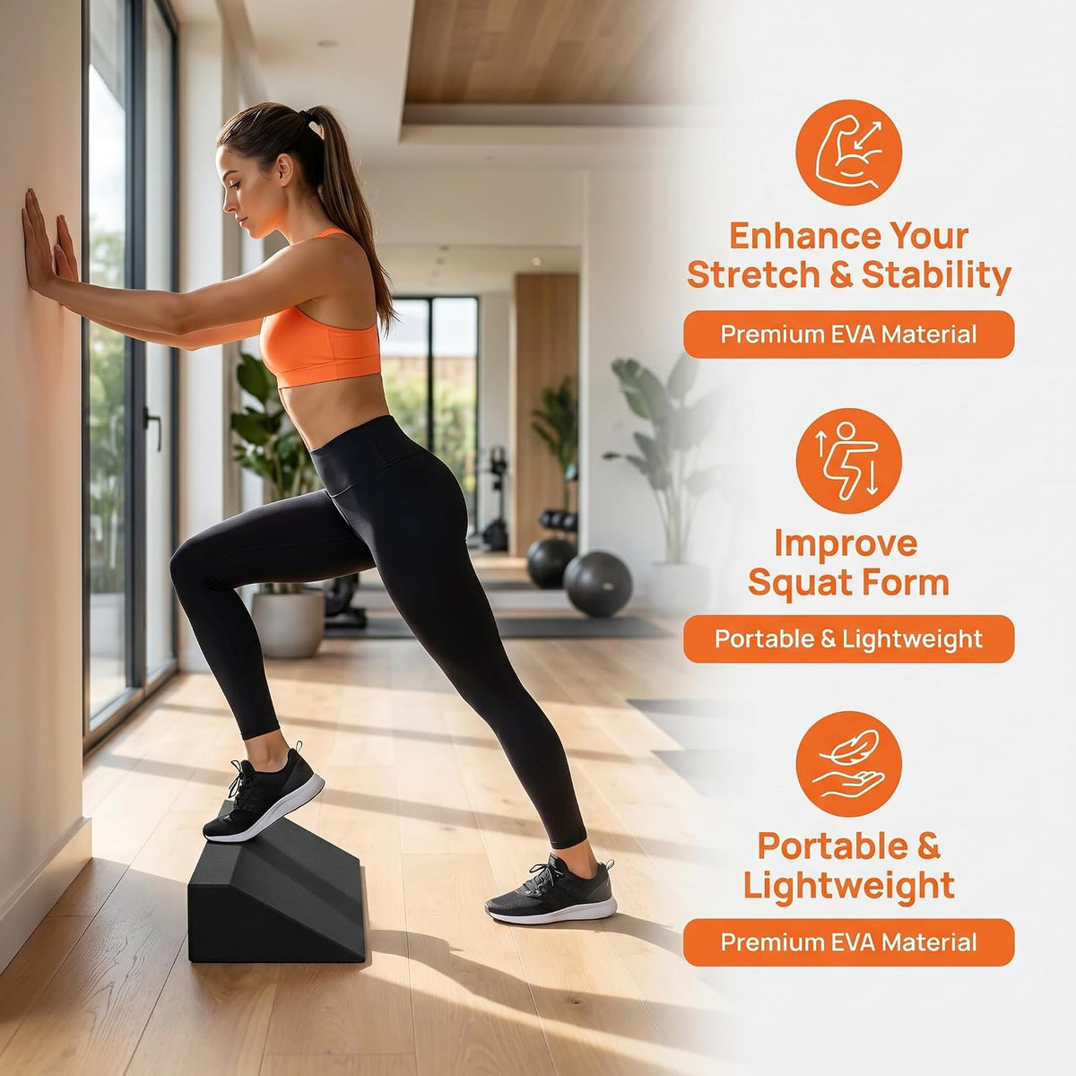 Squat Wedge Block, Yoga Foam Wedge Blocks, Calf Stretcher Wide Riser Block Calf Stretch Board Foot Incline Board for Home Gym Workout Pilate Balance Practice
