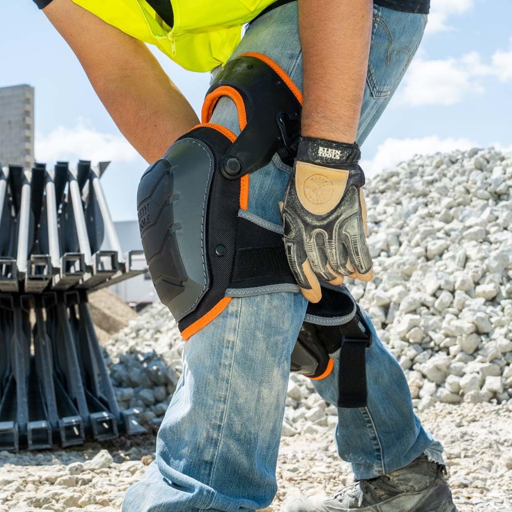 60491 Hinged Knee Pads, Heavy Duty Gel Foam Protective Knee Pads with Quick-Fasten Buckle and Thigh Strap, Black