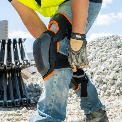 60491 Hinged Knee Pads, Heavy Duty Gel Foam Protective Knee Pads with Quick-Fasten Buckle and Thigh Strap, Black