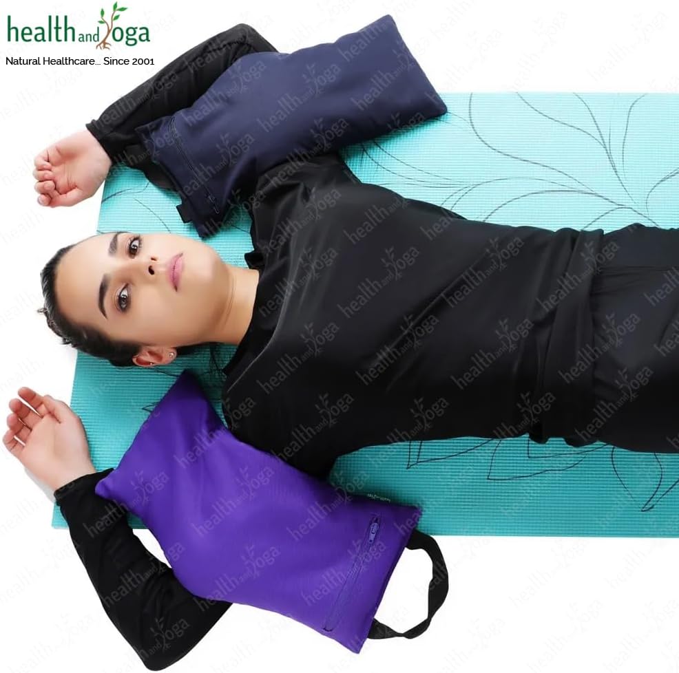 HealthAndYoga(TM) Yoga Sand Bags - Double Bag with Inner Waterproof Bag - Prop for Adding Weight and Support (Blue)