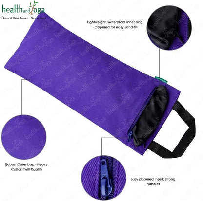 HealthAndYoga(TM) Yoga Sand Bags - Double Bag with Inner Waterproof Bag - Prop for Adding Weight and Support (Blue)