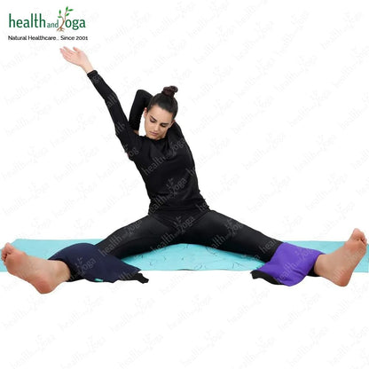 HealthAndYoga(TM) Yoga Sand Bags - Double Bag with Inner Waterproof Bag - Prop for Adding Weight and Support (Blue)