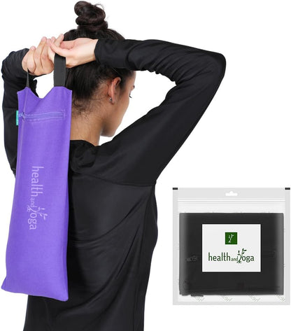 HealthAndYoga(TM) Yoga Sand Bags - Double Bag with Inner Waterproof Bag - Prop for Adding Weight and Support (Blue)