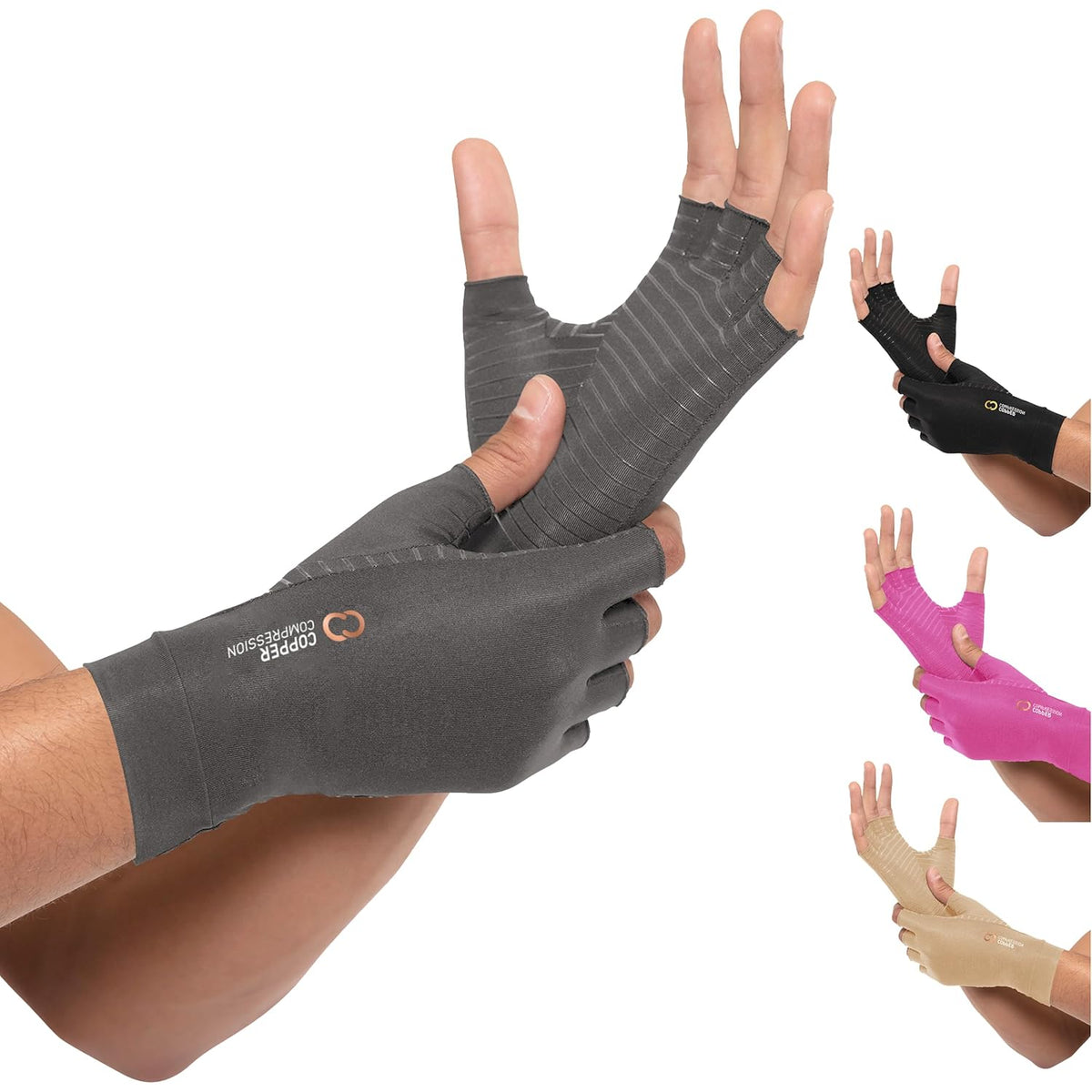 Arthritis Gloves | Fingerless Arthritis Carpal Tunnel Pain Relief Gloves For Men & Women | Hand Support Wrist Brace For Rheumatoid, Tendonitis, Swelling, Crocheting, Typing (M)