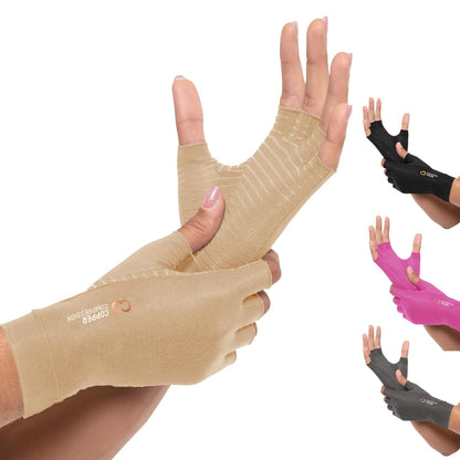 Arthritis Gloves | Fingerless Arthritis Carpal Tunnel Pain Relief Gloves For Men & Women | Hand Support Wrist Brace For Rheumatoid, Tendonitis, Swelling, Crocheting, Typing (M)
