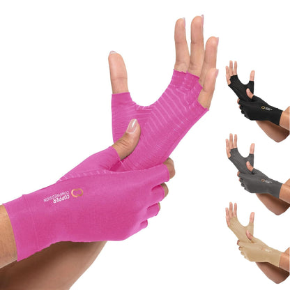 Arthritis Gloves | Fingerless Arthritis Carpal Tunnel Pain Relief Gloves For Men & Women | Hand Support Wrist Brace For Rheumatoid, Tendonitis, Swelling, Crocheting, Typing (M)