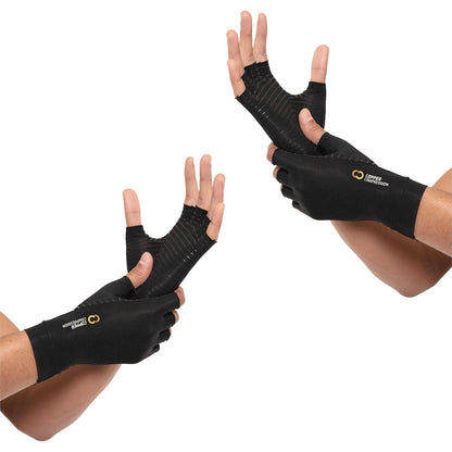 Arthritis Gloves | Fingerless Arthritis Carpal Tunnel Pain Relief Gloves For Men & Women | Hand Support Wrist Brace For Rheumatoid, Tendonitis, Swelling, Crocheting, Typing (M)