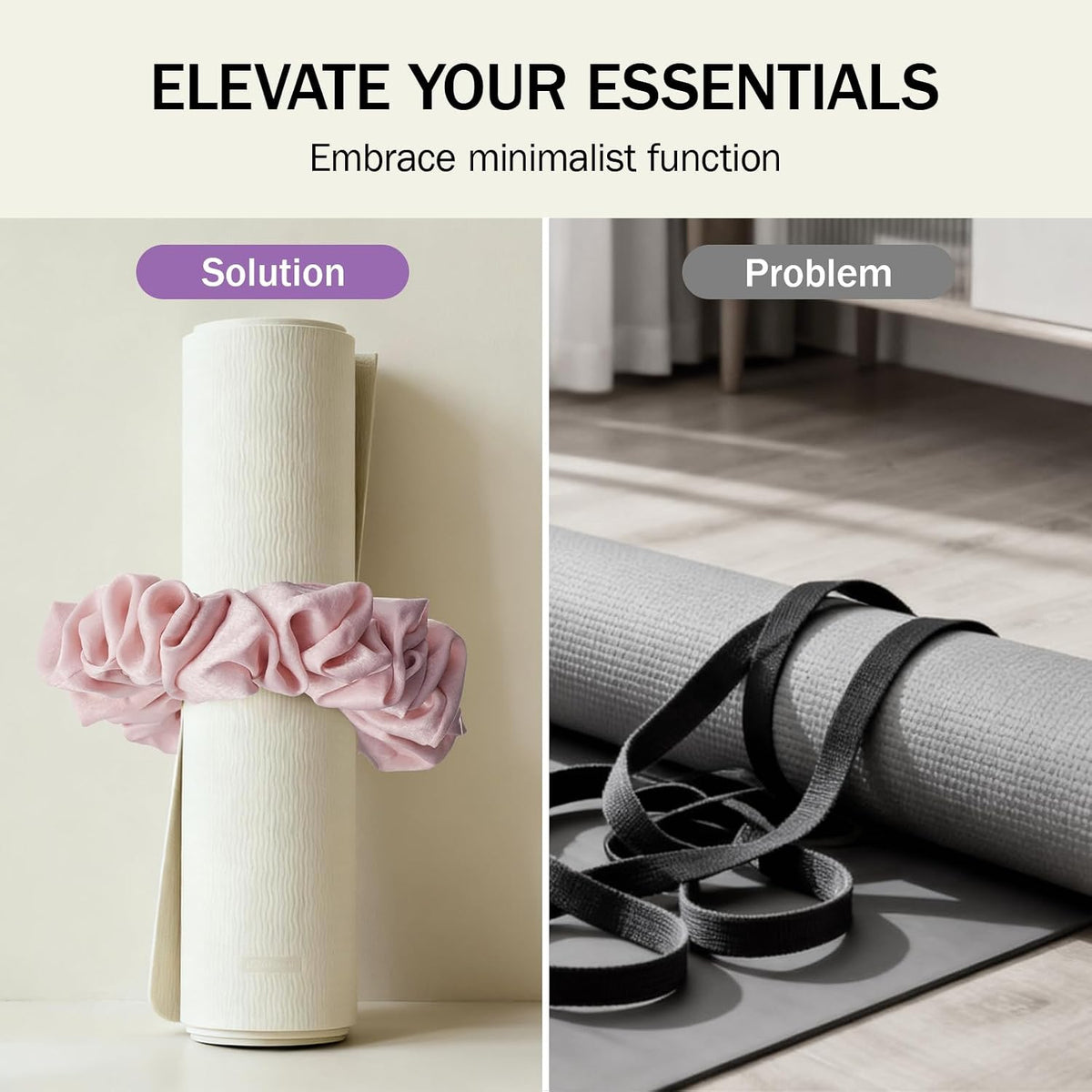 Slim Panda Yoga Mat Scrunchie Strap, Stretch Velvet Carrier