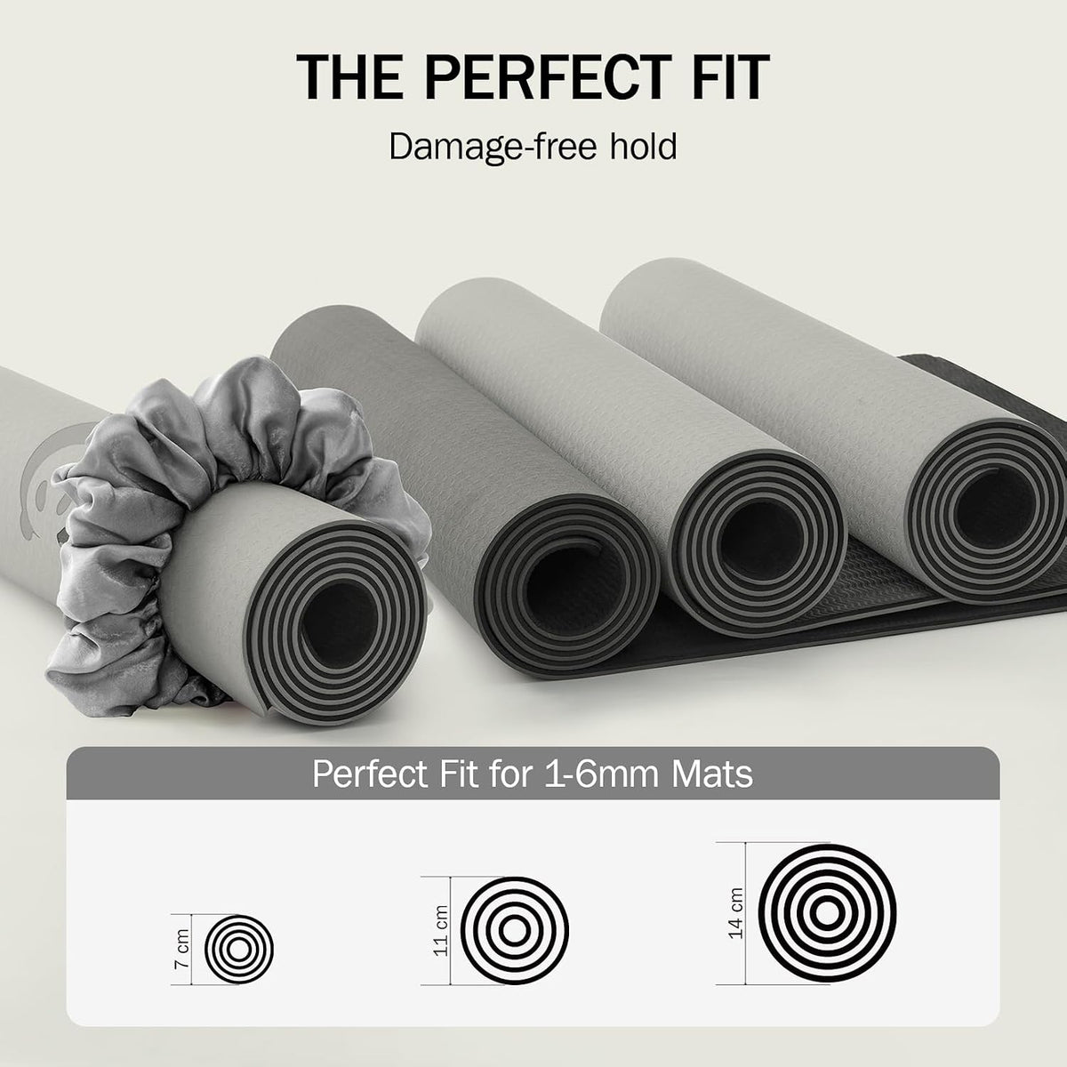 Slim Panda Yoga Mat Scrunchie Strap, Stretch Velvet Carrier