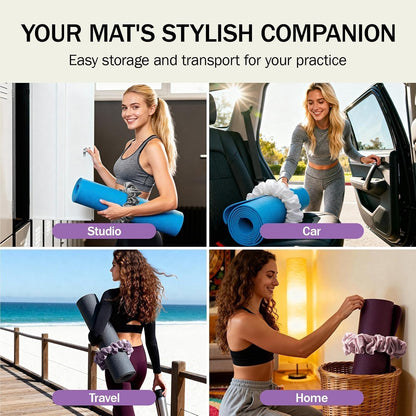 Slim Panda Yoga Mat Scrunchie Strap, Stretch Velvet Carrier