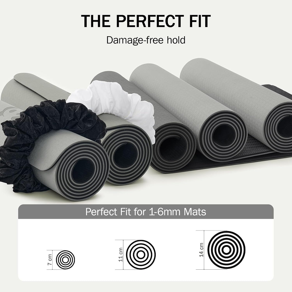 Slim Panda Yoga Mat Scrunchie Strap, Stretch Velvet Carrier