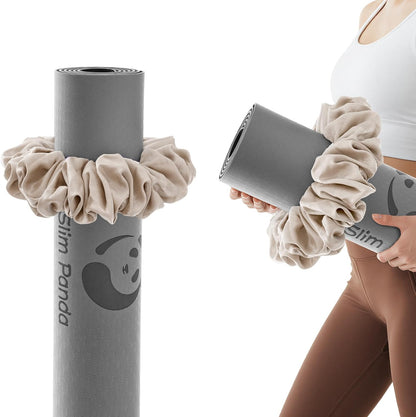 Slim Panda Yoga Mat Scrunchie Strap, Stretch Velvet Carrier