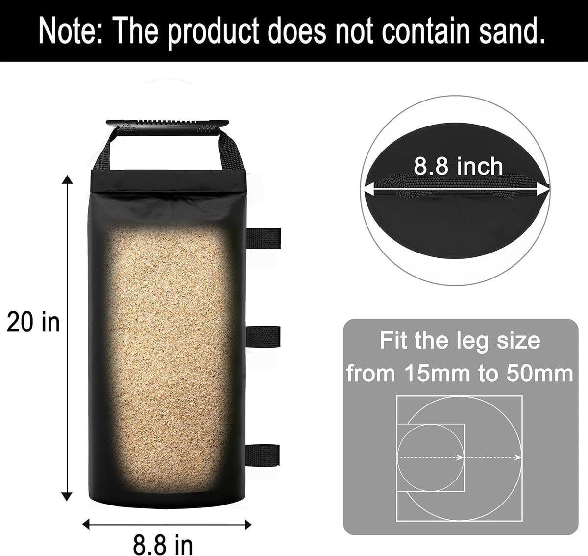 Canopy Weights Sand Bags for Weight Windproof Pop up Canopy Tent -(No Sand)-4 Pack-120LBS