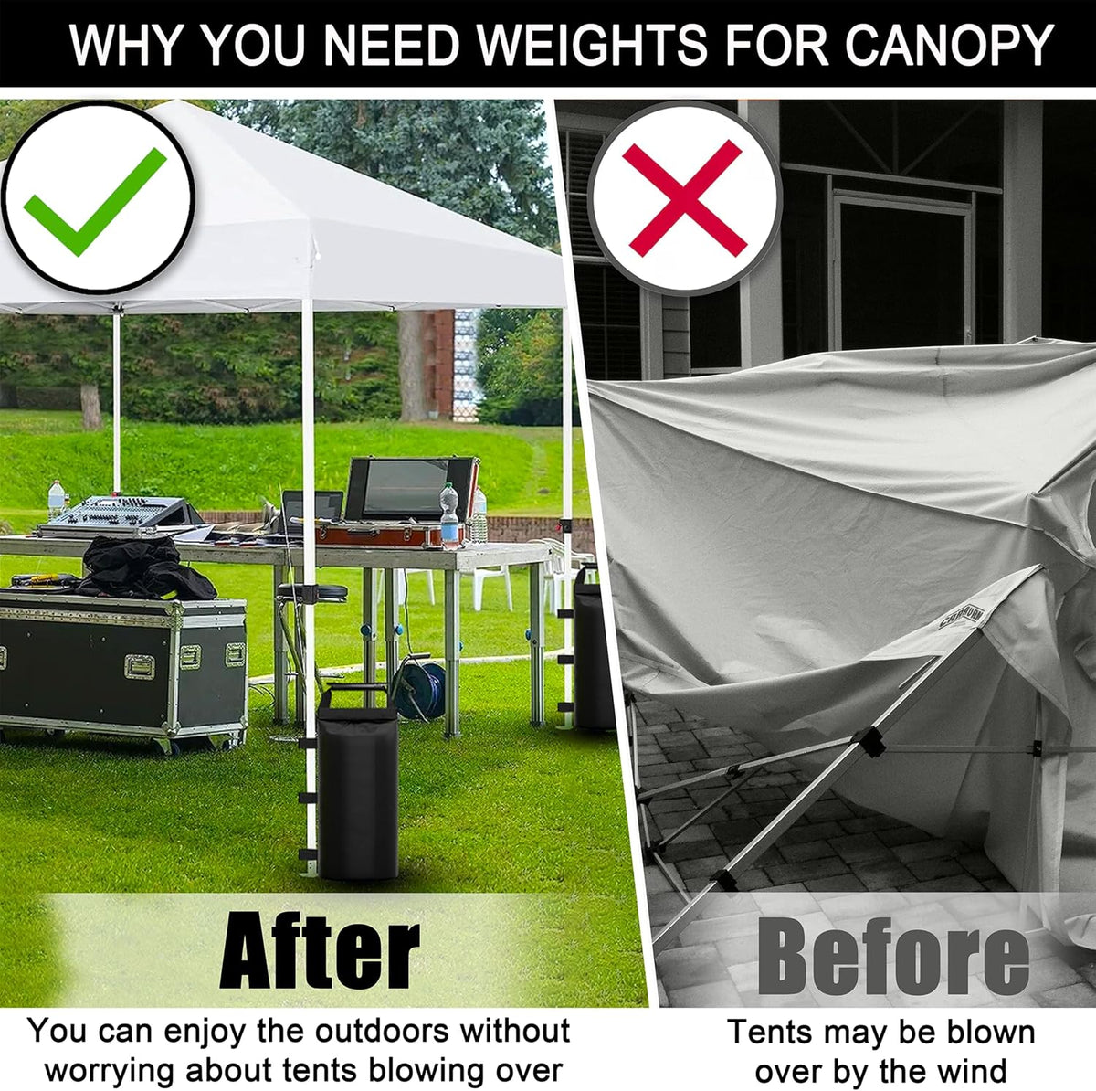Canopy Weights Sand Bags for Weight Windproof Pop up Canopy Tent -(No Sand)-4 Pack-120LBS