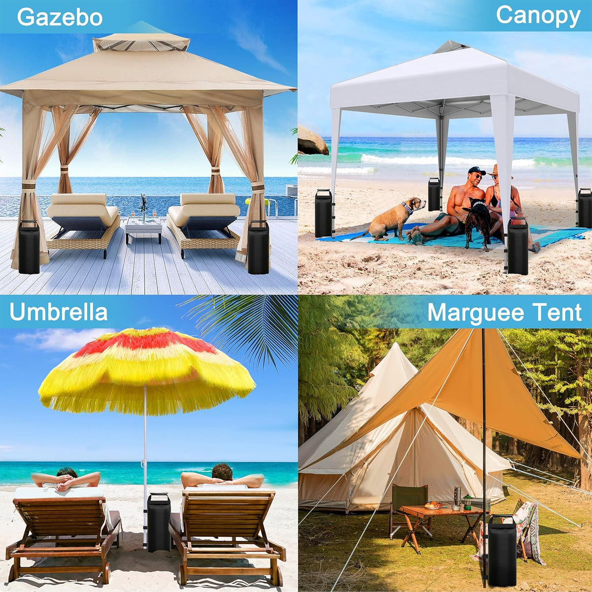 Canopy Weights Sand Bags for Weight Windproof Pop up Canopy Tent -(No Sand)-4 Pack-120LBS