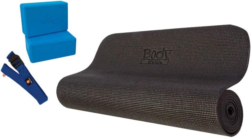4-Piece Yoga Kit, (1) 72 in. x 1/4 in. Fitness Mat, (2) Purple Blocks, (1) 6 ft. Exercise Strap - Beginner Set for Home Fitness & Gym Workouts