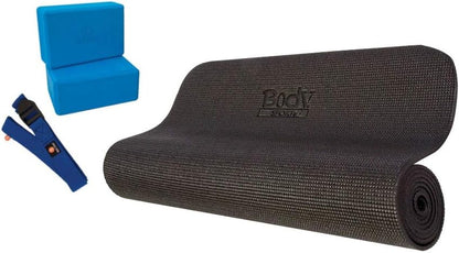 4-Piece Yoga Kit, (1) 72 in. x 1/4 in. Fitness Mat, (2) Purple Blocks, (1) 6 ft. Exercise Strap - Beginner Set for Home Fitness & Gym Workouts