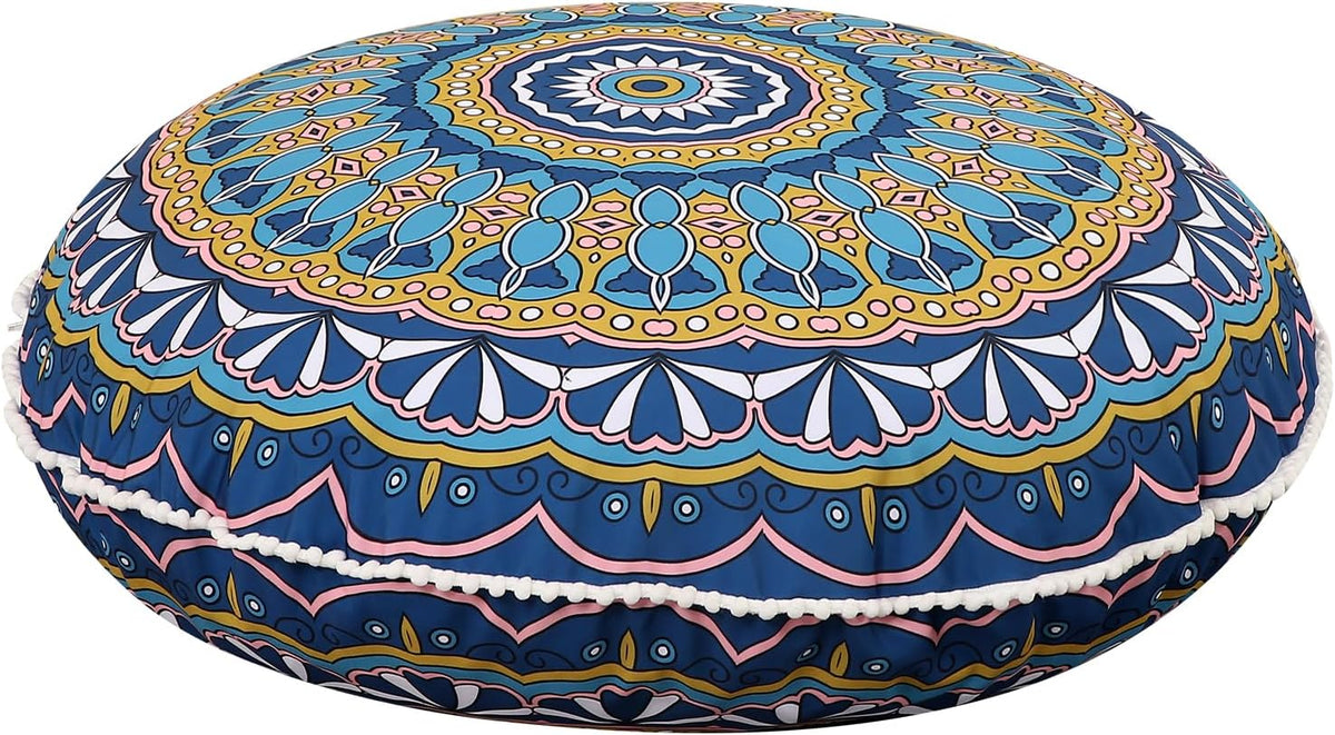 32 Inch Round Floor Pillow for Adults, Large Thick Memory Foam Boho Mandala Meditation Floor Seating Cushion, Machine Washable for Living Room Outdoor Yoga Floor Sitting, Green