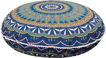 32 Inch Round Floor Pillow for Adults, Large Thick Memory Foam Boho Mandala Meditation Floor Seating Cushion, Machine Washable for Living Room Outdoor Yoga Floor Sitting, Green