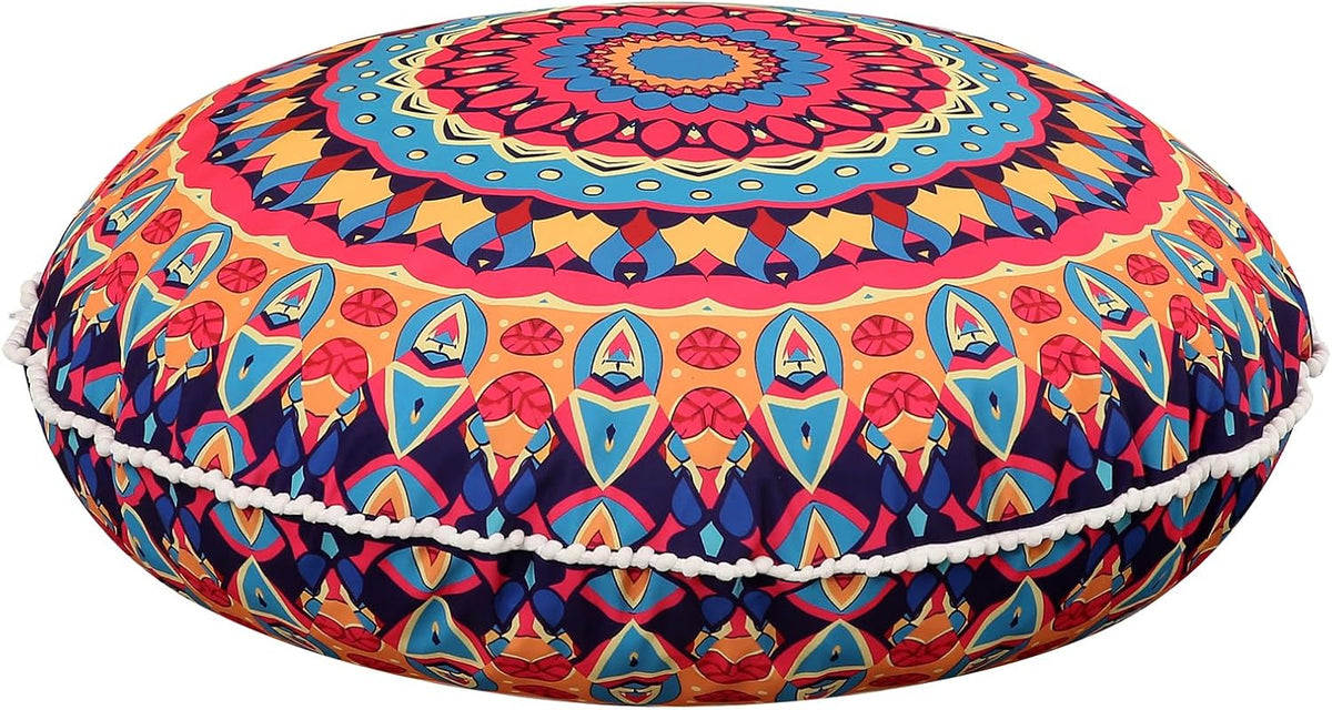 32 Inch Round Floor Pillow for Adults, Large Thick Memory Foam Boho Mandala Meditation Floor Seating Cushion, Machine Washable for Living Room Outdoor Yoga Floor Sitting, Green