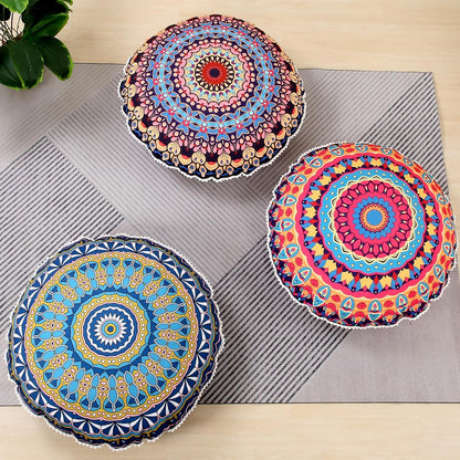 32 Inch Round Floor Pillow for Adults, Large Thick Memory Foam Boho Mandala Meditation Floor Seating Cushion, Machine Washable for Living Room Outdoor Yoga Floor Sitting, Green