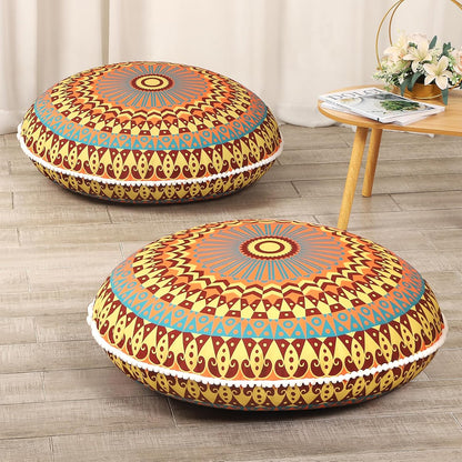32 Inch Round Floor Pillow for Adults, Large Thick Memory Foam Boho Mandala Meditation Floor Seating Cushion, Machine Washable for Living Room Outdoor Yoga Floor Sitting, Green