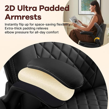 Cross Legged Office Chair,ADHD Criss Cross Desk Chair with Wheels & Stretchable Rotating Footrest,Height Adjustable Wide Yoga Kneeling Meditation Chair with Flip-up Armrests Back Support