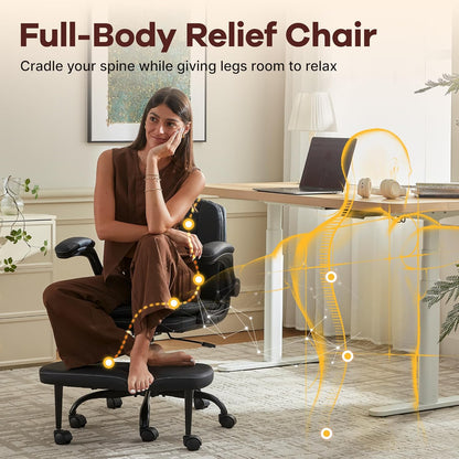 Cross Legged Office Chair,ADHD Criss Cross Desk Chair with Wheels & Stretchable Rotating Footrest,Height Adjustable Wide Yoga Kneeling Meditation Chair with Flip-up Armrests Back Support