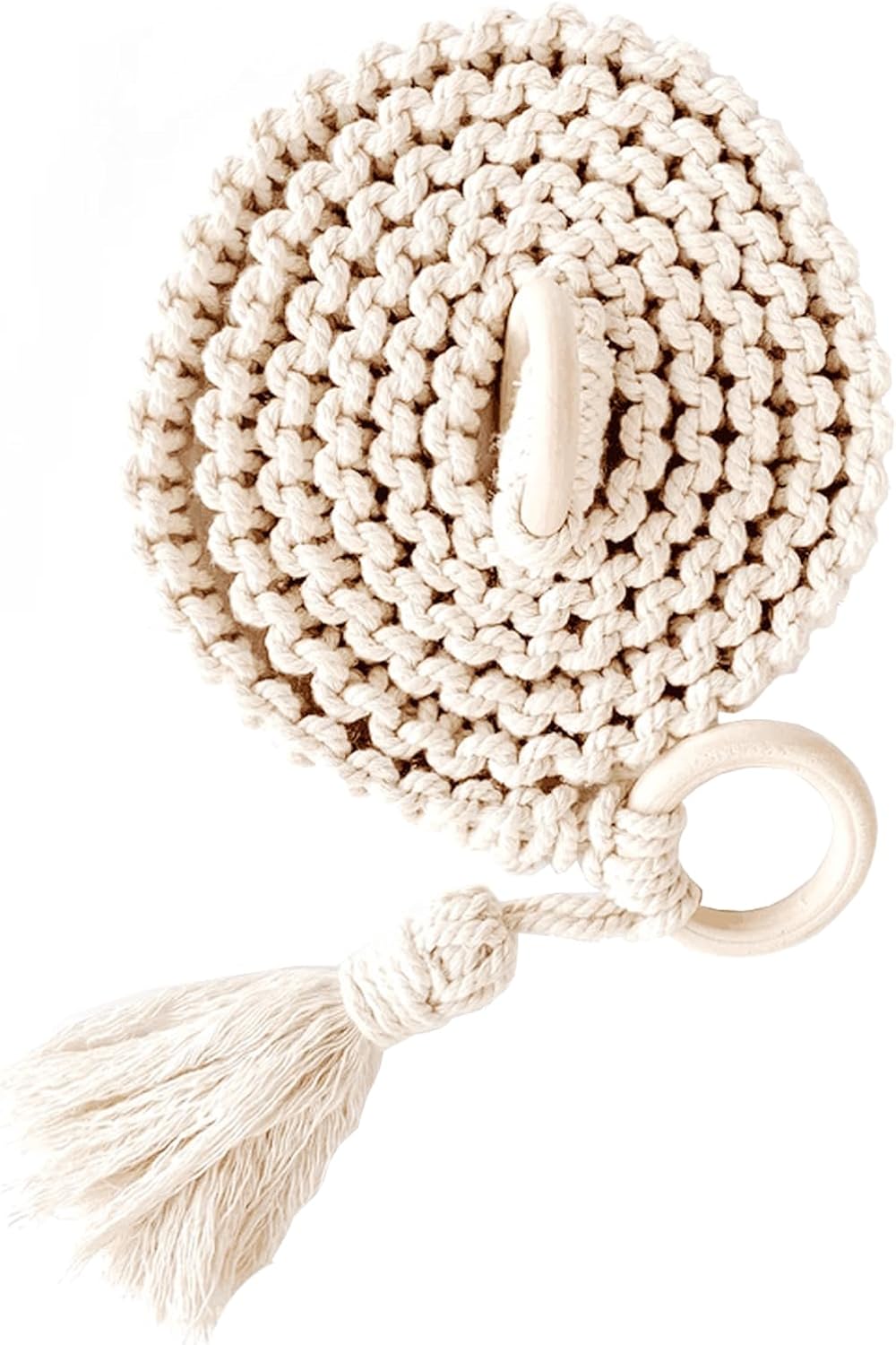 1Pc Adjustable Handwoven Yoga Mat Strap, Cotton, Beige, Fabric, Simple Style