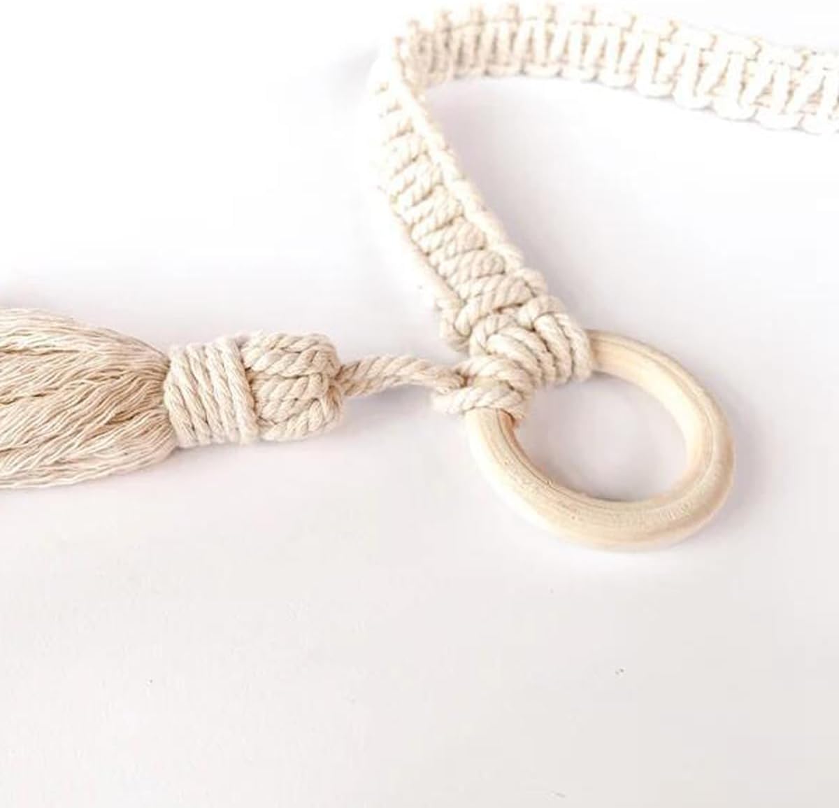 1Pc Adjustable Handwoven Yoga Mat Strap, Cotton, Beige, Fabric, Simple Style