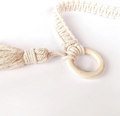 1Pc Adjustable Handwoven Yoga Mat Strap, Cotton, Beige, Fabric, Simple Style