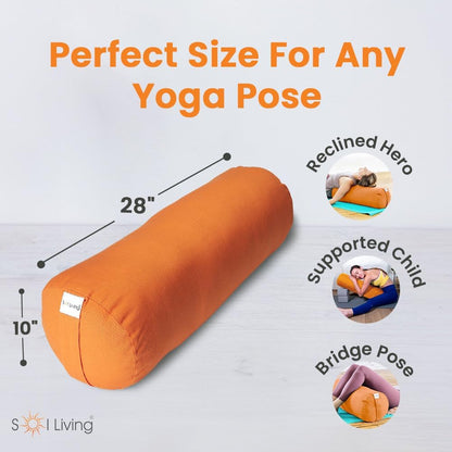 Cylindrical Yoga Bolster Meditation Pillow, Extra Firm Cotton