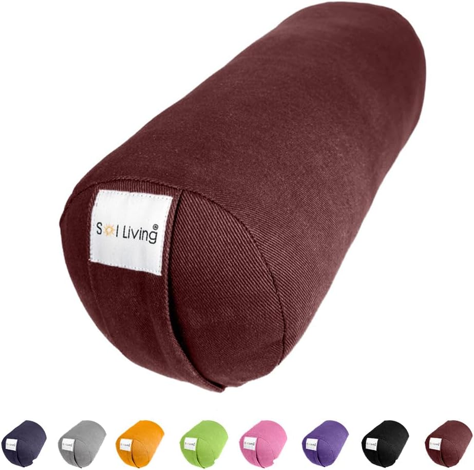 Cylindrical Yoga Bolster Meditation Pillow, Extra Firm Cotton