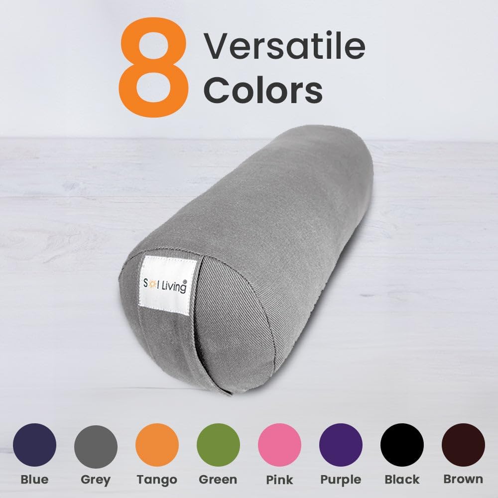 Cylindrical Yoga Bolster Meditation Pillow, Extra Firm Cotton