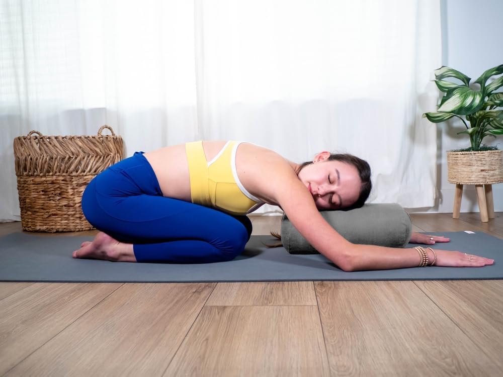 Cylindrical Yoga Bolster Meditation Pillow, Extra Firm Cotton