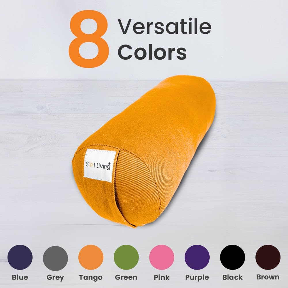 Cylindrical Yoga Bolster Meditation Pillow, Extra Firm Cotton