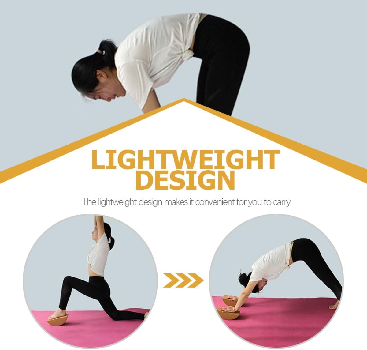 Yoga Training Blocks Set, Nonslip Cork Half-moon Balance Bricks for Core Muscle Exercise, Sturdy Yoga Prop for Stability and Balance Fitness at Home