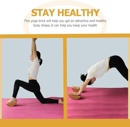 Yoga Training Blocks Set, Nonslip Cork Half-moon Balance Bricks for Core Muscle Exercise, Sturdy Yoga Prop for Stability and Balance Fitness at Home