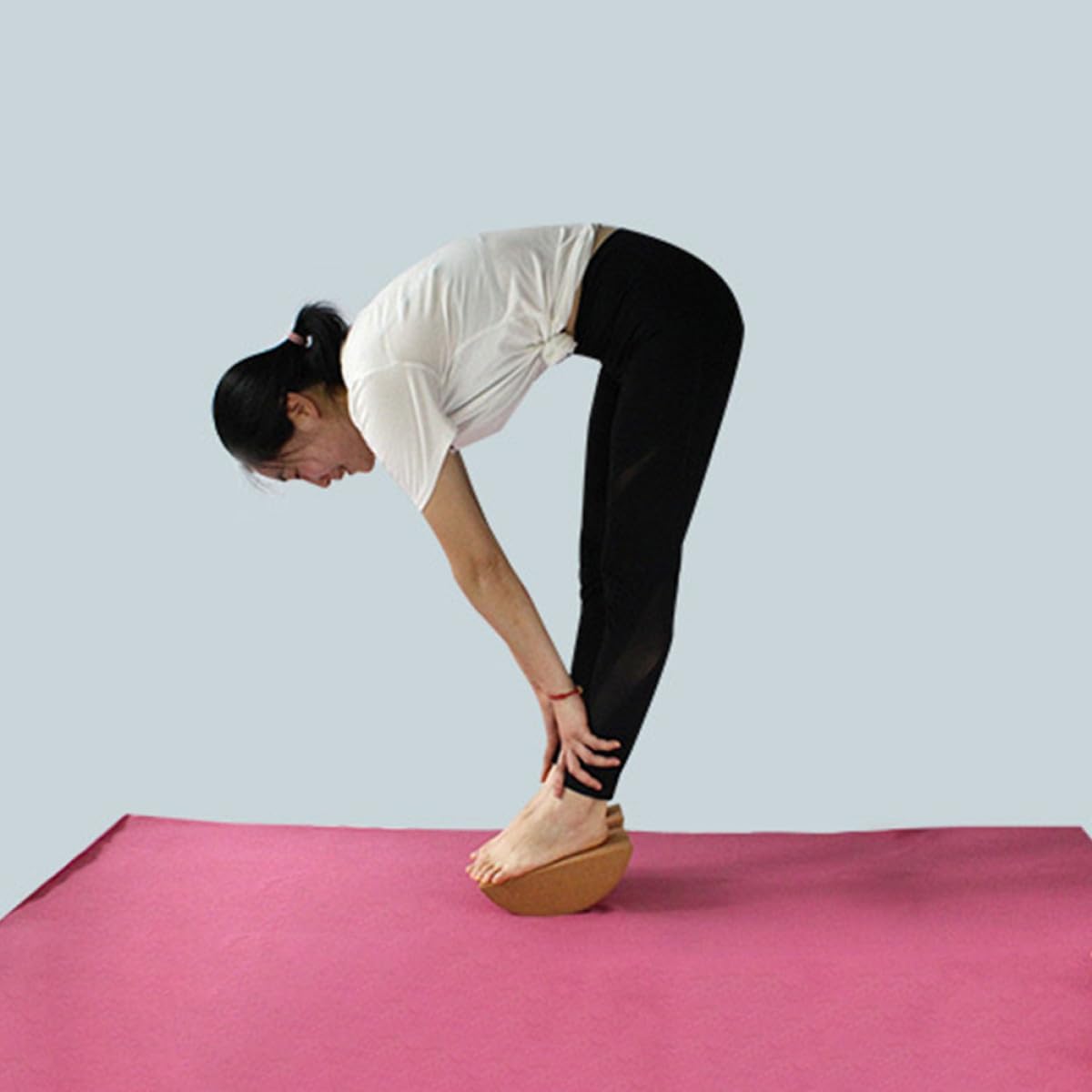 Yoga Training Blocks Set, Nonslip Cork Half-moon Balance Bricks for Core Muscle Exercise, Sturdy Yoga Prop for Stability and Balance Fitness at Home