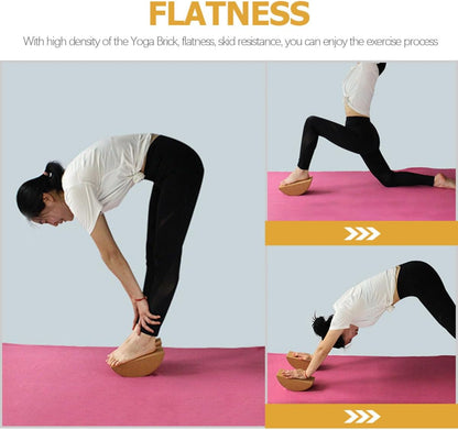Yoga Training Blocks Set, Nonslip Cork Half-moon Balance Bricks for Core Muscle Exercise, Sturdy Yoga Prop for Stability and Balance Fitness at Home
