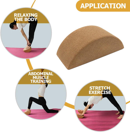 Yoga Training Blocks Set, Nonslip Cork Half-moon Balance Bricks for Core Muscle Exercise, Sturdy Yoga Prop for Stability and Balance Fitness at Home