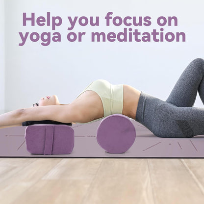 Yoga Bolster Set, Velvet Cover High Density Foam Pillows for Restorative Yoga and Meditation, Rectangular and Cylinder Bolster Pillow Meditation Cushion Pillow For Women Leg