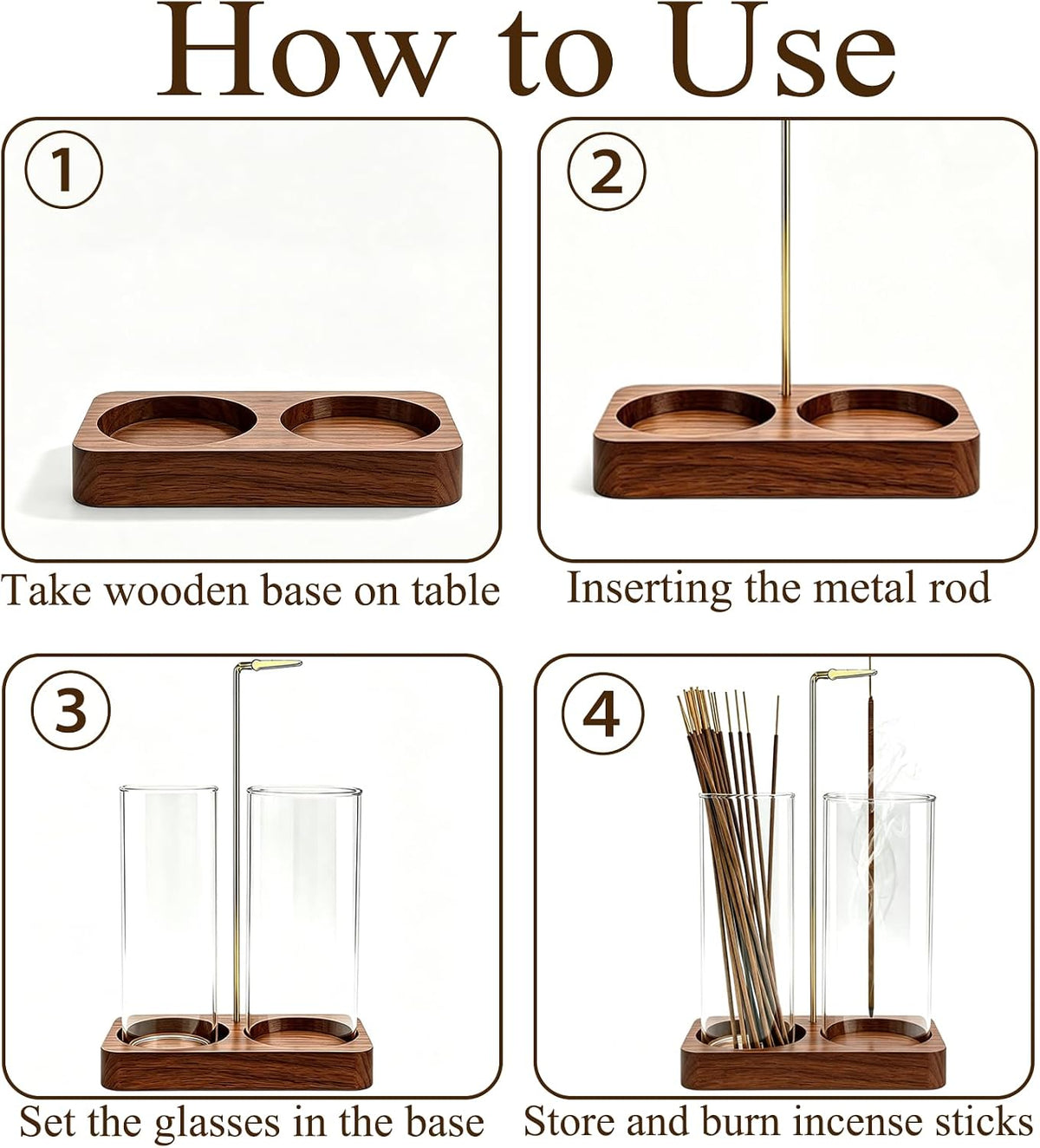 Incense Holder,Wooden Incense Holder for Sticks (Brown)