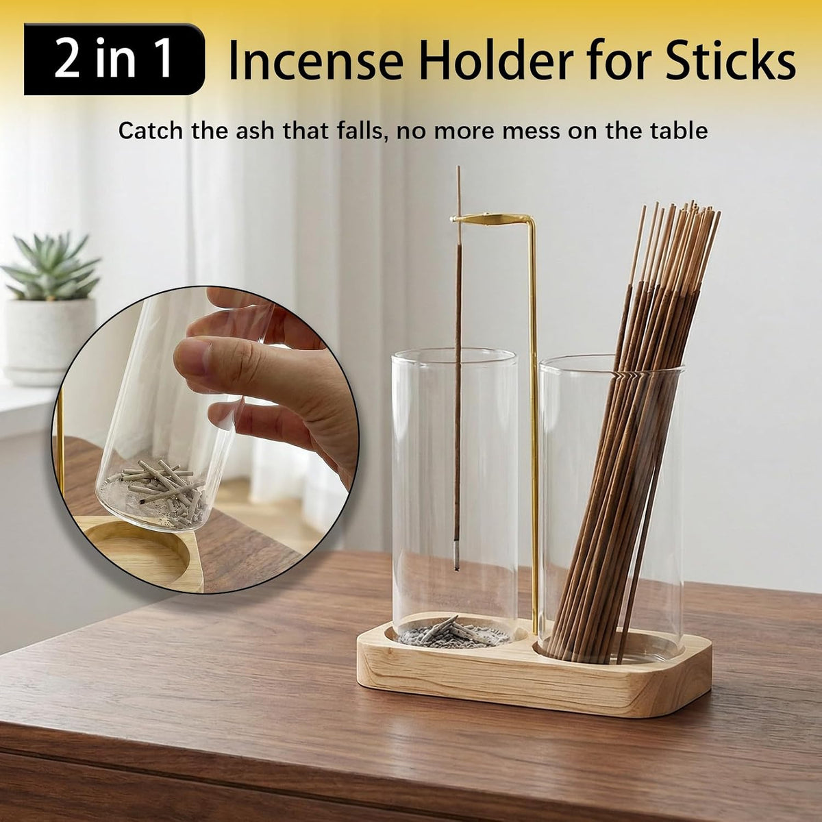 Incense Holder,Wooden Incense Holder for Sticks (Brown)