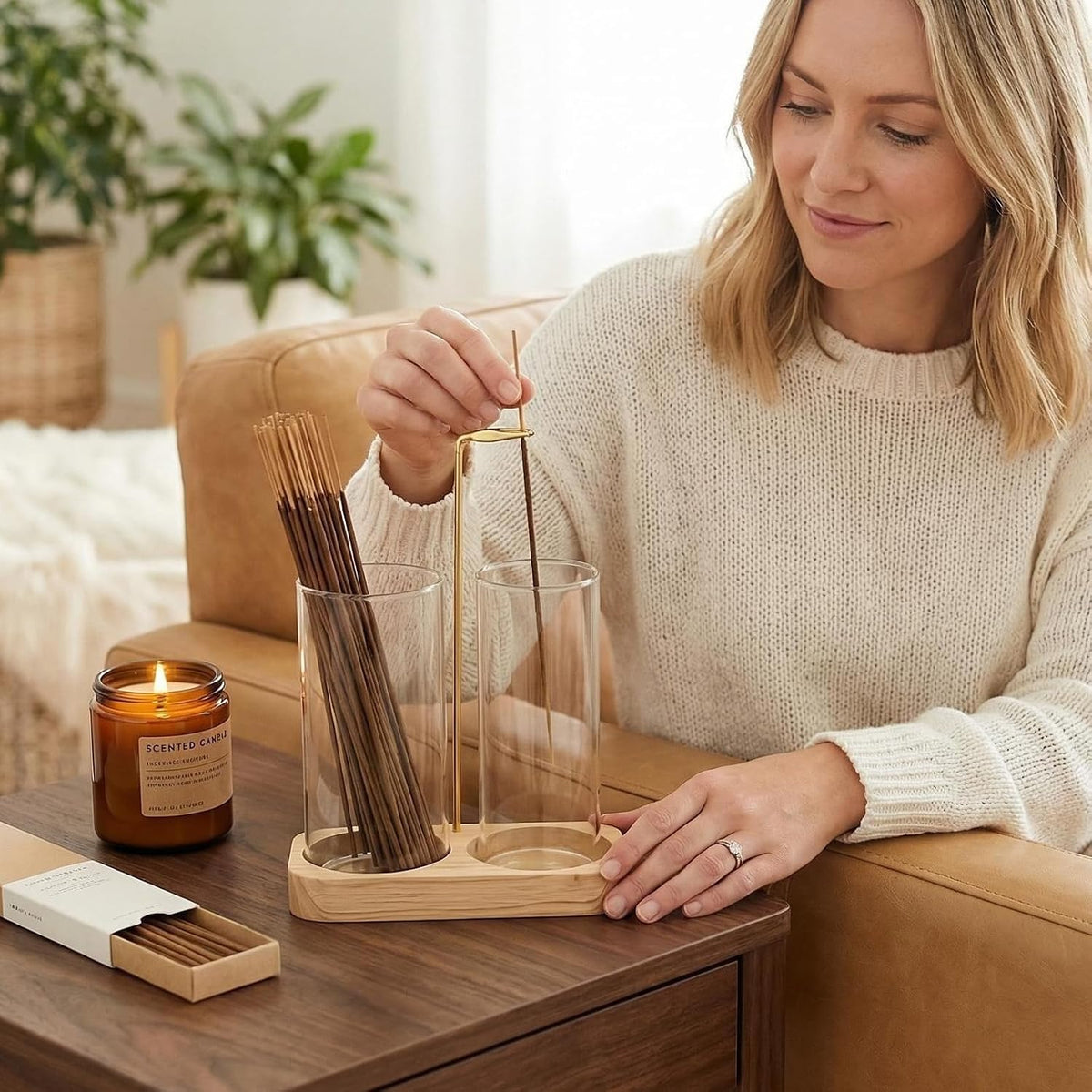 Incense Holder,Wooden Incense Holder for Sticks (Brown)