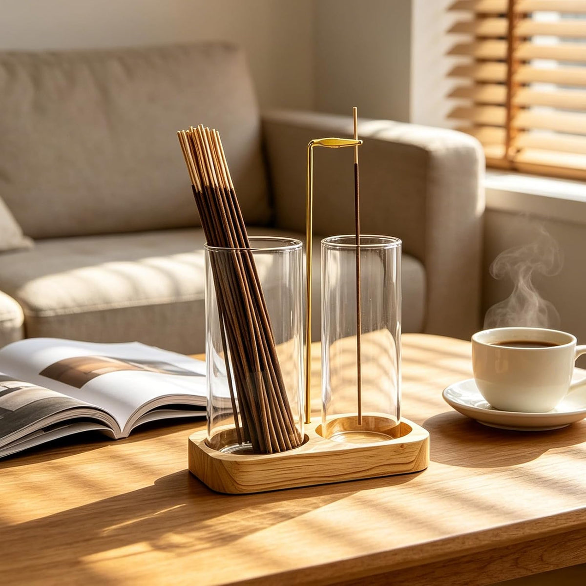 Incense Holder,Wooden Incense Holder for Sticks (Brown)