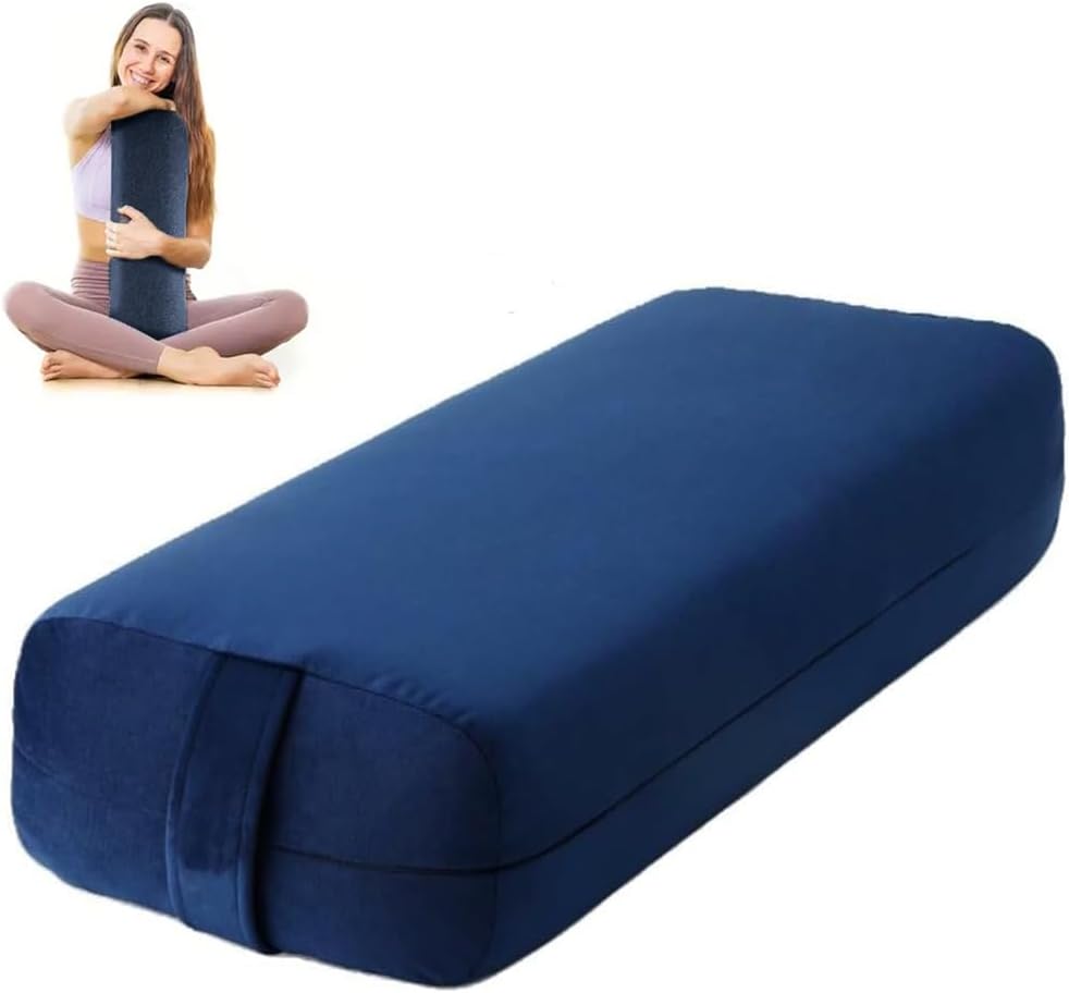 Yoga Bolster Pillow – Firm Rectangular Cushion for Restorative Yoga, Back & Hip Support, Meditation & Physical Therapy, Washable Cover with Carry Handle