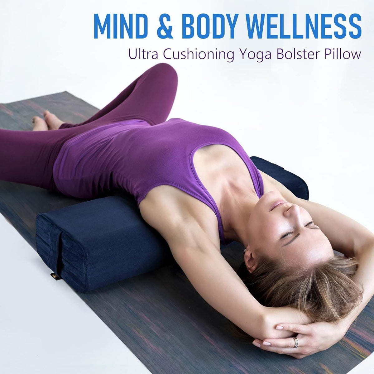 Yoga Bolster Pillow – Firm Rectangular Cushion for Restorative Yoga, Back & Hip Support, Meditation & Physical Therapy, Washable Cover with Carry Handle