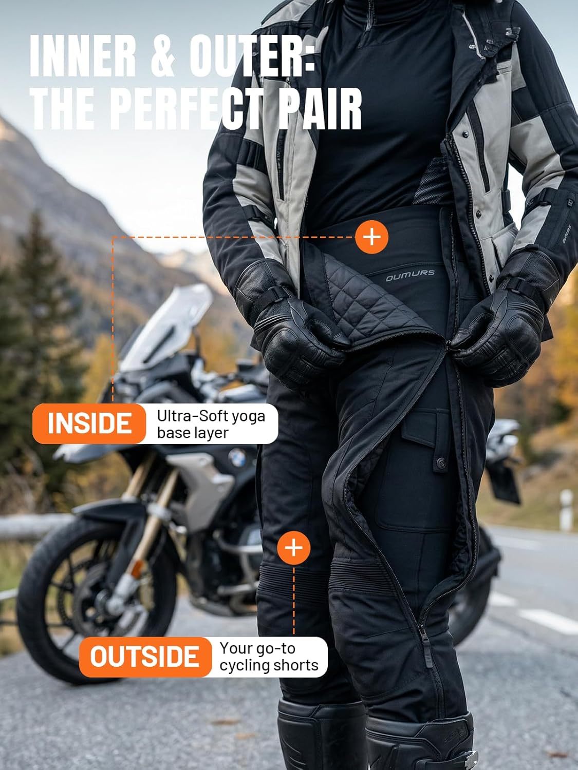 Women's Motorcycle Pants, Booty Lifting Yoga Leggings with CE2 Certified Removable Knee Pads & Cargo Pockets for Riding